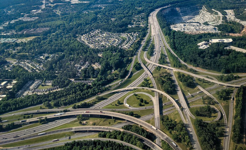 High angle view of elevated road in city