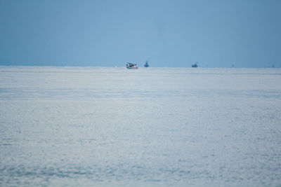 Scenic view of sea against clear sky during winter