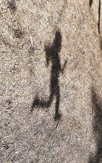 High angle view of shadow on sand