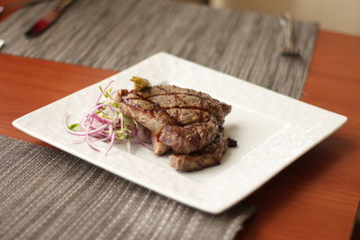 Close-up of food on table