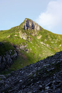 Scenic view of rocky mountains against sky, fagaras mountains, romania