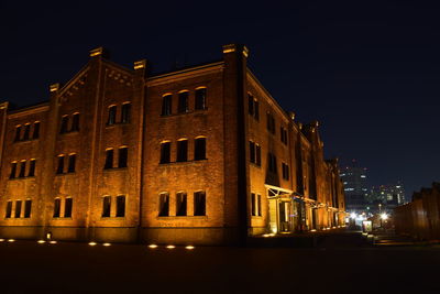 Illuminated buildings at night