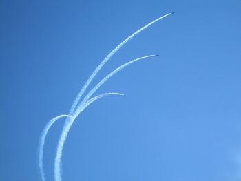 Vapor trails on clear sky