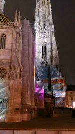 Low angle view of church at night