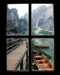 Scenic view of lake with mountains in background