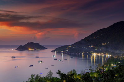 Scenic view of sea against sky at sunset