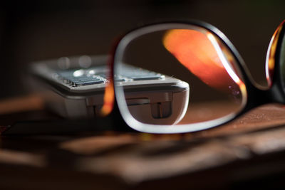 Close-up of illuminated lighting equipment