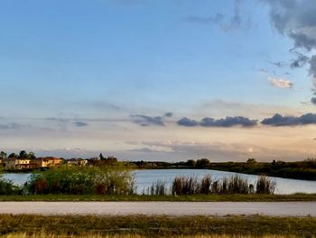 Scenic view of lake against sky