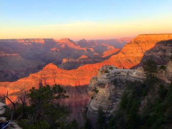 Scenic view of mountains during sunset