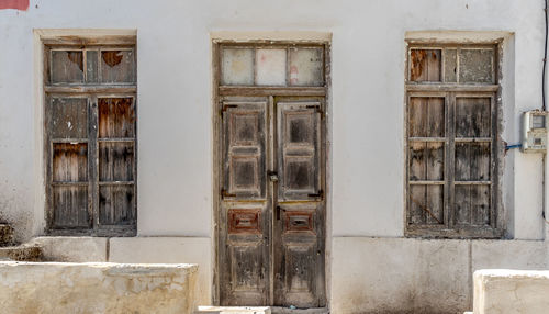 Closed door of old building