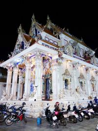 Low angle view of statue at night