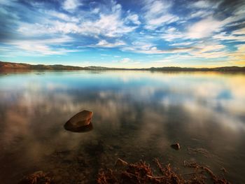 Scenic view of lake against sky