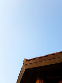 Low angle view of built structure against clear blue sky