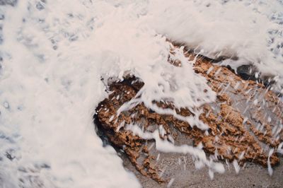 High angle view of frozen sea during winter