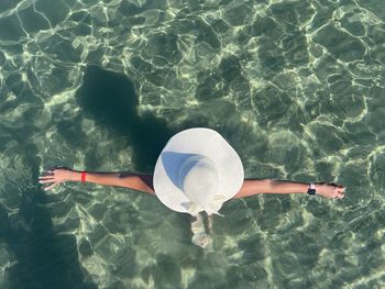 High angle view of jellyfish swimming in sea