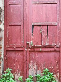 Full frame shot of closed red wall