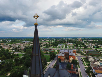 High angle view of townscape against sky