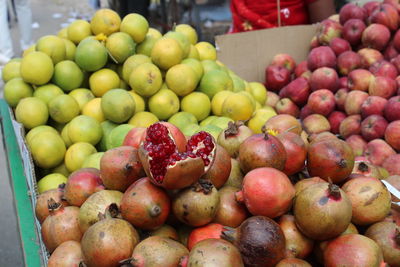 Full frame shot of apples for sale at market stall