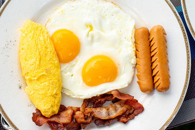 High angle view of breakfast served in plate