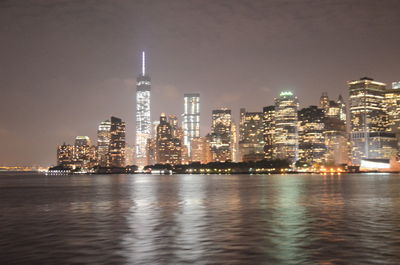 City lit up at night