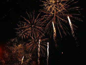 Low angle view of firework display at night