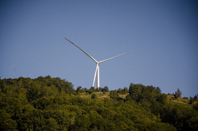 Low angle view of windmill against clear sky