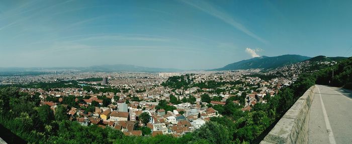 High angle view of townscape against sky