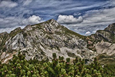 Low angle view of mountains against sky