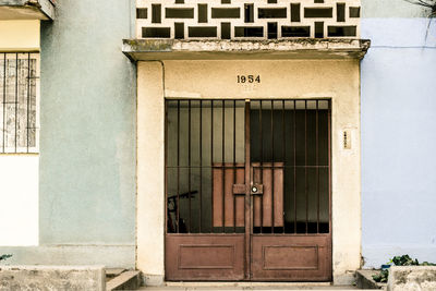 Closed door of building