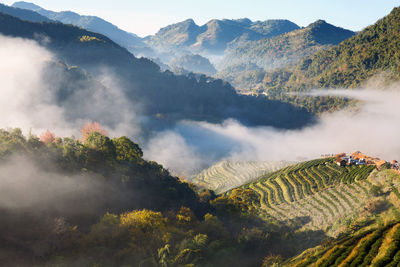 Scenic view of mountains against sky