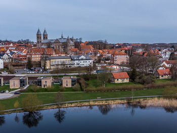 Aerial photo of viborg cathedral and the old town