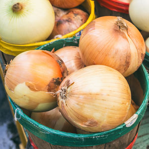 Close-up of onions in market
