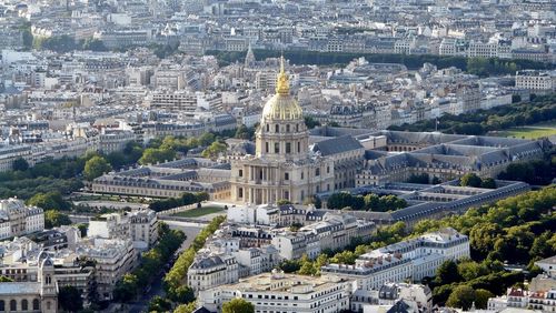 High angle view of buildings in city hôtel des invalides paris france 