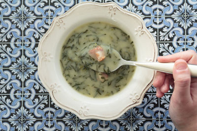 Caldo verde soup, a portuguese kale soup