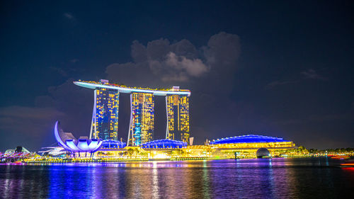 Illuminated modern building at night