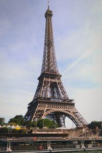 Low angle view of eiffel tower against sky