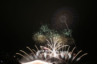 Firework display at night