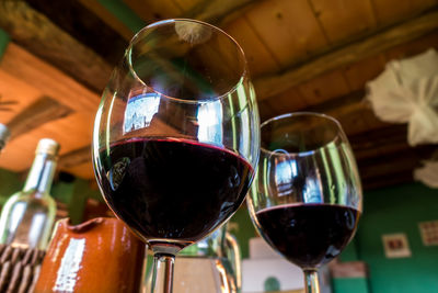 Close-up of wine glass on table