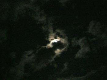 Low angle view of cloudy sky at night