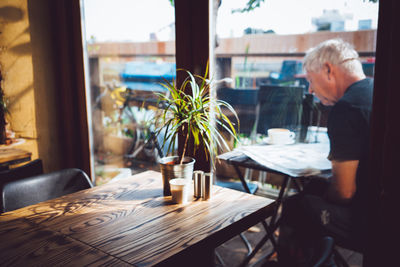 Close-up of table in cafe