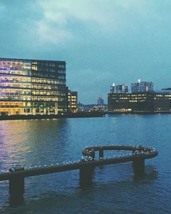 View of river with buildings in background