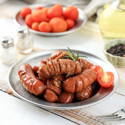 Close-up of food in plate on table