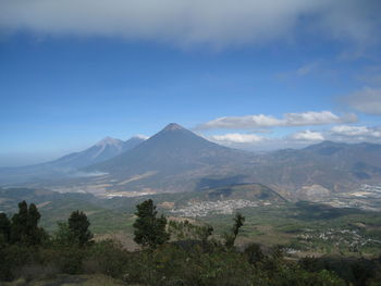 Scenic view of mountains against sky