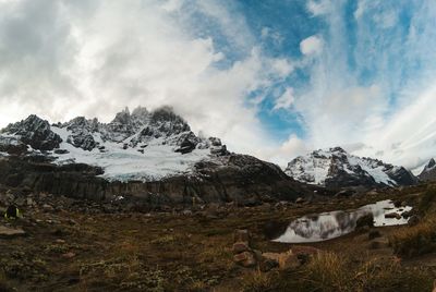 Scenic view of mountains against sky