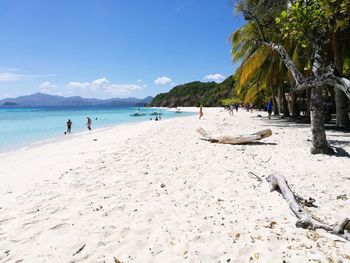 People at beach on sunny day