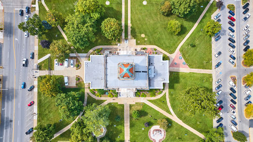 High angle view of built structures