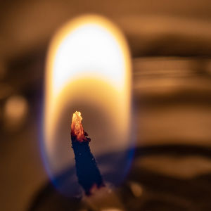 Close-up of burning candle