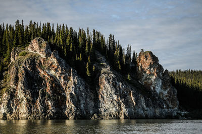 Scenic view of bluffs against sky