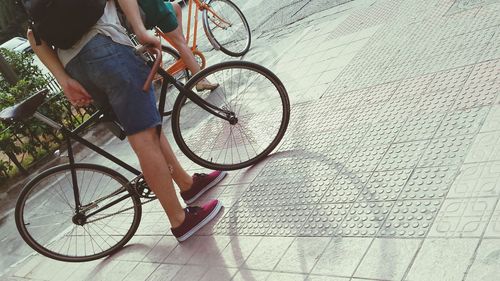 Bicycles parked on bicycle