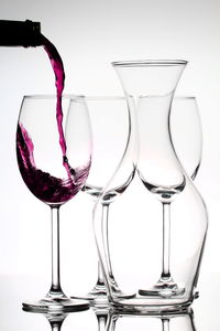 Close-up of wine glass against white background